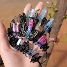 Wykwintna i elegancka naturalna kryształowa opaska na głowę w stylu księżniczki wróżki, prezent na urodziny i przyjęcie świąteczne dla kobiet i dziewcząt, rekwizyty fotograficzne w stylu barokowym do kostiumów i występów scenicznych, opaska na głowę dla kobiet, akcesoria do włosów - kształt - Zobacz 3