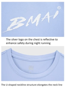 1件BMAI女款運動短袖圓領快干衣，適用於春夏訓練。透氣彈性上衣、排汗運動T恤，適用於跑步、健身、騎自行車、遠足和各種運動的健身頂部 - 白色 - 查看 6