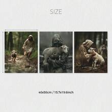 3pcs Jesus And Lamb Gallery Christian Canvas Wall Art Posters, Modern Art, Jesus And Lamb Chasing,  Christian Gift Poster, Ideal For Jesus Room Decoration, Bedroom Living Room Hallway, Wall Art, Wall Decor, Home Decor, Unframed - Color - View 12