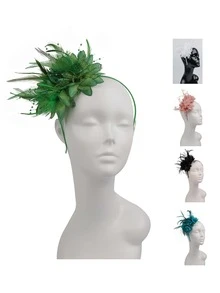 1入浪漫羽毛&網紗&珍珠新娘頭帶髮箍，適用於婚禮、伴娘、生日派對和晚會 - 網紗 - 查看 1