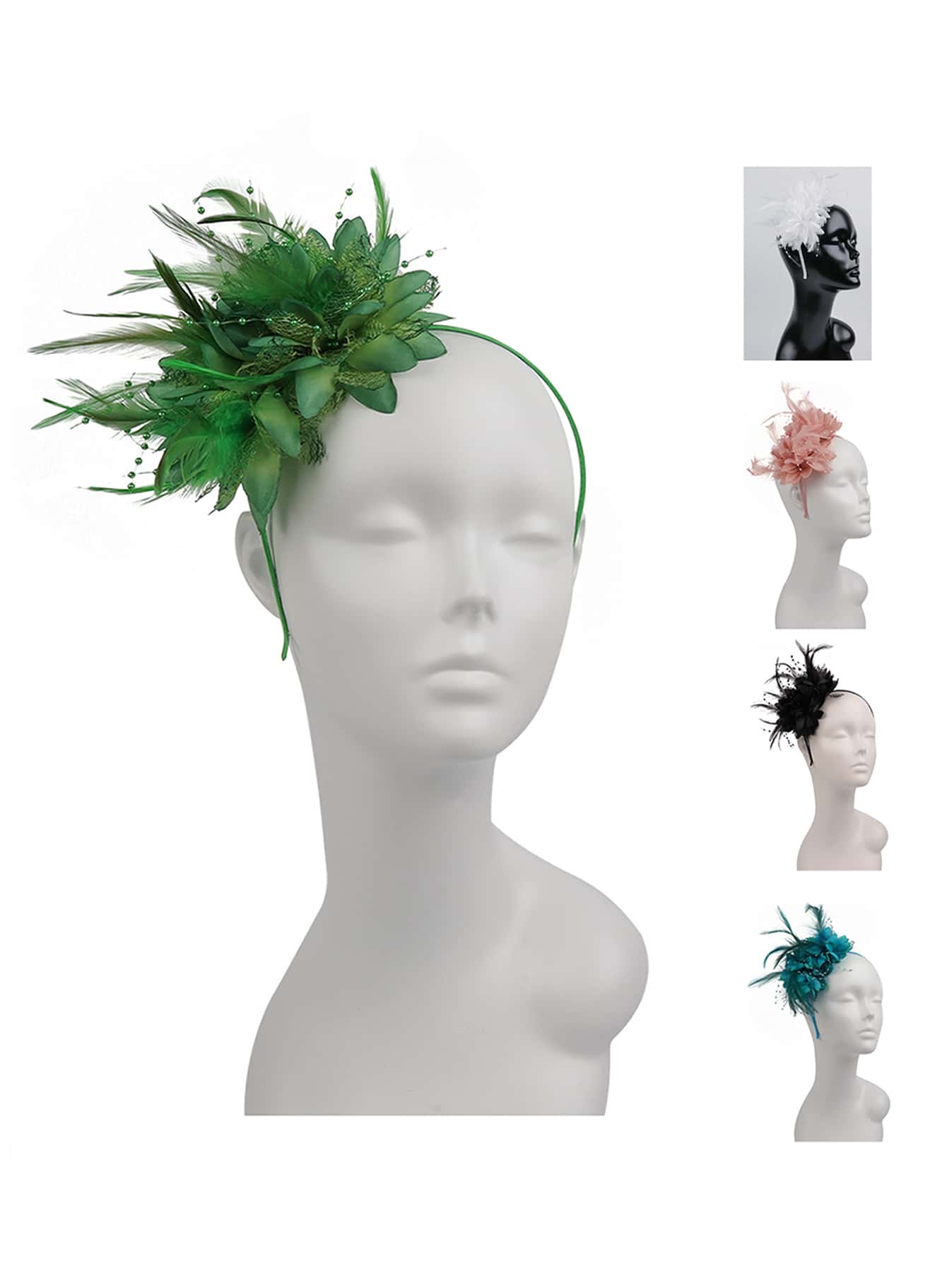 1入浪漫羽毛&網紗&珍珠新娘頭帶髮箍，適用於婚禮、伴娘、生日派對和晚會 - 網紗 - 查看 1