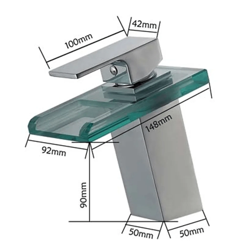 Kitchen Faucet Led Rgb Glass Waterfall Faucet Illuminated Wash Basin