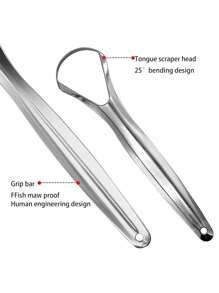 3pcs/Set Stainless Steel Tongue Scraper, Reusable Tongue Brush, Home Bathroom Bedroom Decoration, Travel Accessories, Wedding Party Birthday Gifts For Men, Women, Friends, New Year, Accessories, Fun Gift