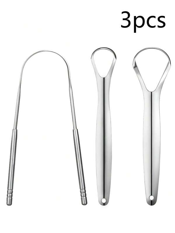 3 pezzi/set Raschietto per lingua in acciaio inossidabile, spazzola per lingua riutilizzabile, decorazione casa bagno camera da letto, accessori da viaggio, regali matrimonio compleanno festa di compleanno per uomo, donna, amici, Capodanno, accessori, regalo divertente