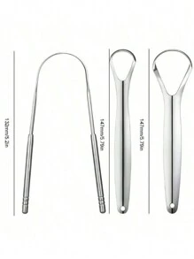 3pcs/Set Stainless Steel Tongue Scraper, Reusable Tongue Brush, Home Bathroom Bedroom Decoration, Travel Accessories, Wedding Party Birthday Gifts For Men, Women, Friends, New Year, Accessories, Fun Gift