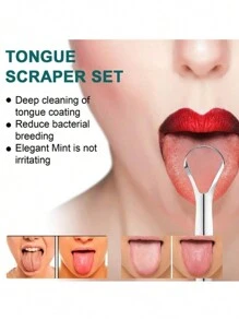 3pcs/Set Stainless Steel Tongue Scraper, Reusable Tongue Brush, Home Bathroom Bedroom Decoration, Travel Accessories, Wedding Party Birthday Gifts For Men, Women, Friends, New Year, Accessories, Fun Gift