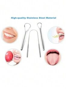 3pcs/Set Stainless Steel Tongue Scraper, Reusable Tongue Brush, Home Bathroom Bedroom Decoration, Travel Accessories, Wedding Party Birthday Gifts For Men, Women, Friends, New Year, Accessories, Fun Gift