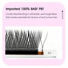MASSCAKU 12排睫毛嫁接 Yy Lash 0.07mm C D 卷度混合托盘 8-15mm 预制 2D 易扇俄式浓密簇状仿貂毛哑光预扇形睫毛 - 黑色 - 查看 6
