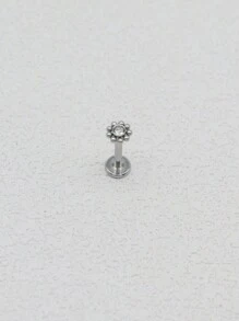 HENGKE 1PC Flower Lip Stud Labret Bar Clear CZ Gem Round Ball Monroe Tragus Piercing Steel Cartilage 16G EAR HELIX Earring Valentines
