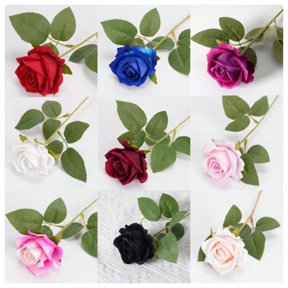 1 Stück Künstliche Rose Aus Seide – Realistische Deko-Blume Mit Stiel, 51 Cm Hoch, Weiß