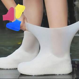 1對可攜式雨靴套，耐用防滑防水鞋套-加厚設計增強耐用性，橡膠乳膠材料適用於戶外活動和全天候保護男女