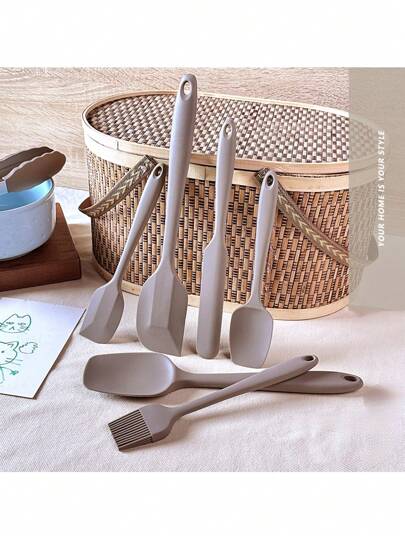 6pcs Premium Silicone Spatula Set - Versatile, Heat-Resistant Kitchen Utensils For Baking, Mixing, And Oil Brushing - Essential Tools For Home Chefs And Baking Enthusiasts