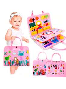 Maleta Educativa Brinquedo Atividades Aprendizados Pedagógica e Diversão para Bebês Crianças Montessori Sensorial - Brastoy - Rosa Bebê - Visão 8