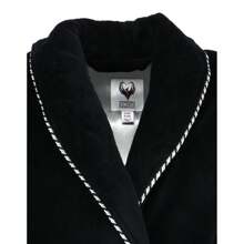 Ascentix Men's Velour Smoking Jacket With Satin Lining, Available In Black, Burgundy, Navy,  Large / , Small / Medium, XXL Cotton Blend Robes And Kimonos - Black - View 3