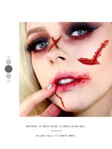 10 piezas de pegatinas de tatuajes de patrón de cicatriz roja de plástico para maquillaje de heridas y cicatrices de terror en fiestas de disfraces - rojo un - Ver 5