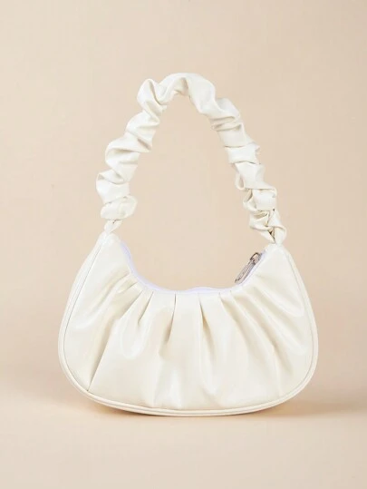 1 pieza Bolso de mano con pliegues para niñas, adecuado para salidas diarias