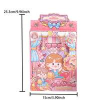 1盒鑽石畫製作套件，採用丙烯酸樹脂材料，有多款可愛的卡通圖案，附有鑽石筆、多色鑽石、畫布、膠水和托盤。 - 粉色 - 查看 2