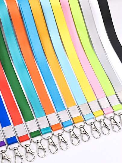 1pc Solid Color 1.5CM Wide Plain Student ID Card Holder Lanyard Neck Sling Chest Card Work ID Card Bus Card Lanyard Hanging Neck Rope Lanyard For Mobile Phone Straps Camera