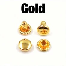 100pcspack 6x6mm Double-Sided Copper Rivets, Anti-Rust Studs For Leather, Luggage, Box, DIY Hat Accessories - Multicolor - View 5
