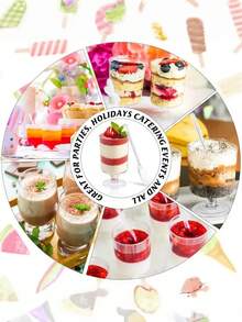 5pcs Clear Dessert Glasses For Ice Cream Cake With High Foot, Without Spoon - Clear - View 4