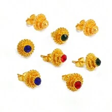 1pc 1CM Small Size Stud Earrings For Women Girls Eritrean  Jewelry African Little Ear Studs With Rhinestone - Multicolor - View 9