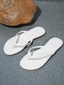 Women Lightweight Slip-On Zigzag Slippers, Woven Strap Sandals