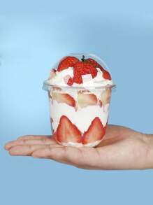 20 Stücke Klar Kunststoff Tassen Mit Deckel Für Milch Teekaffeekuchenpudding Verpackung