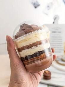 20 Stücke Klar Kunststoff Tassen Mit Deckel Für Milch Teekaffeekuchenpudding Verpackung