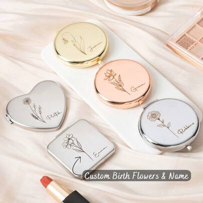 1PC Custom Birth Flowers Mirror, Compact Pocket Makeup Folding Mirror, Perfect Gift For Bridesmaid, Mom, Grandma, Daughter, Niece, Sister, Bride, Ideal For Various Occasions Including Holidays, Birthdays, Weddings, Mother's Day, And Valentine's Day.,Multi-Functional,Letter,Exquisite,Stylish,Fashionable,Vintage,Contracted,Leisure,Unisex,Unique,Customized,Personalized,Custom,Ideal Gifts For Her,Ideal Gifts For Him,Girlfriend,Family,Friends,Her,Grandparents,Boyfriend,For Anniversaries,For Birthdays,Customized Mirrors,Summer Bright Juicy Beauty,Multi-Functional,Ornamental,Letter,Solid Color,Exquisite,Stylish,Vintage,Modern,Colorful,Leisure,Basics,Casual,Soft,Unique,Customized,Personalized,Custom,Ideal Gifts For Her,Girlfriend,Her,Boyfriend,Friends