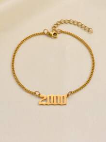 1 peça Pulseira de Tornozelo Minimalista de Aço Inoxidável Feminina para o Ano de Nascimento Adequada para Uso Diário