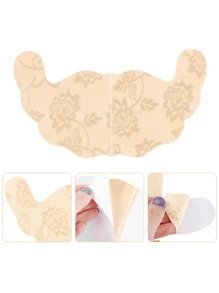 2 件/套一次性无缝提胸花瓣，隐形蕾丝粘合胸罩，薄款聚拢提拉隐形乳头罩，适合夏季、露背连衣裙和婚纱 - 杏色 - 查看 8