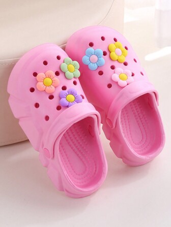 HOEASE 時尚可愛卡通花卉設計女孩拖鞋，透氣防滑套鞋，室內外沙灘鞋，園藝鞋，適合四季穿著