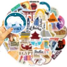 50pcs World City Landmark Graffiti Stickers