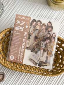 1 pieza de delicada ilustración de niña con neblina dibujada a mano en material impermeable PET para decoración de álbumes de recortes - Multicolor - Ver 1