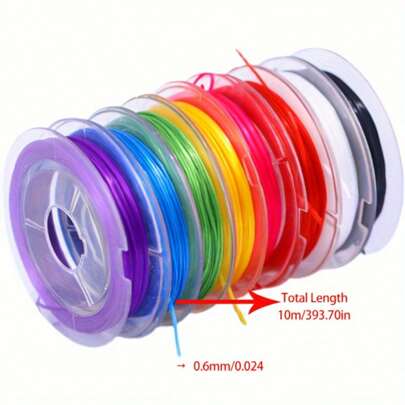 8 rollos de cordón elástico plano colorido, hilo de cuentas resistente al desgaste para pulseras/collares DIY, Material de fabricación de joyas de alta elasticidad
