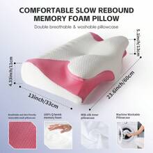 YUNDISSI Gối cổ cho giấc ngủ sâu, gối Memory Foam thiết kế công thái học cho cổ và vai, gối hỗ trợ giấc ngủ sâu cho người ngủ nghiêng, nằm sấp, tổ ong (xám) - Hồng - Xem 4