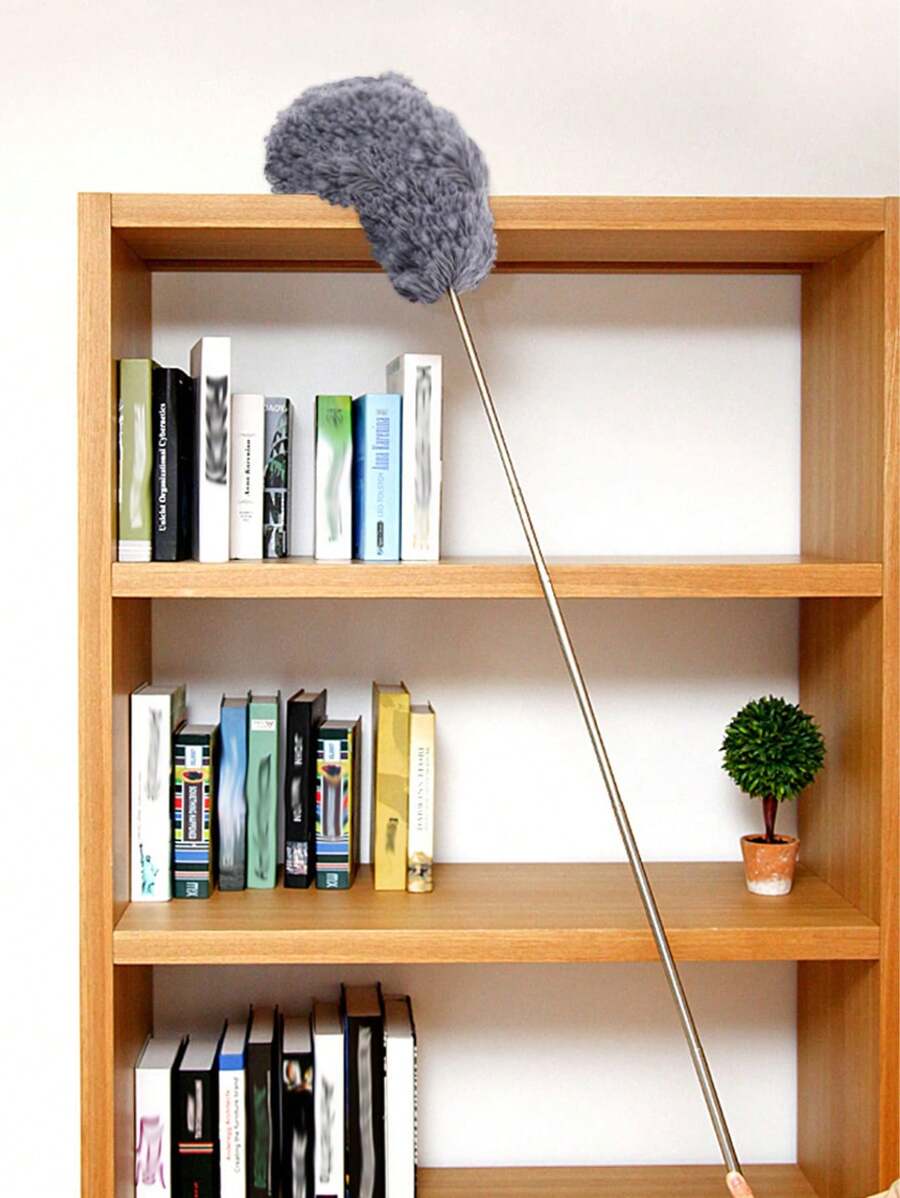 1 件可伸缩可弯曲不锈钢掸子，家用鸡毛掸子清洁刷，灰色 - 灰色 - 查看 1