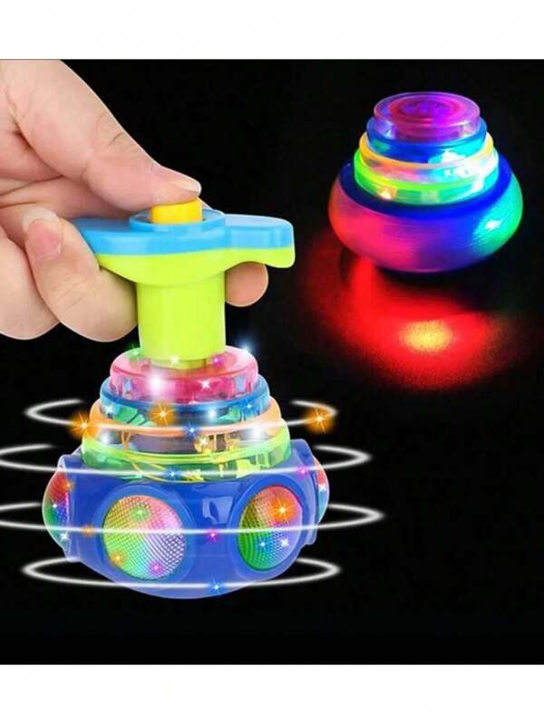 1pc Funny LED Shining Music Gyro, Flashing Spinning Top Light. Up Music Spinning Toys, Upgrade Light Up Toys For KidsDark Party Supplies Birthday Gift (Some Parts Color Random),Interactive Storytelling And Music Devices,Christmas Stuffing