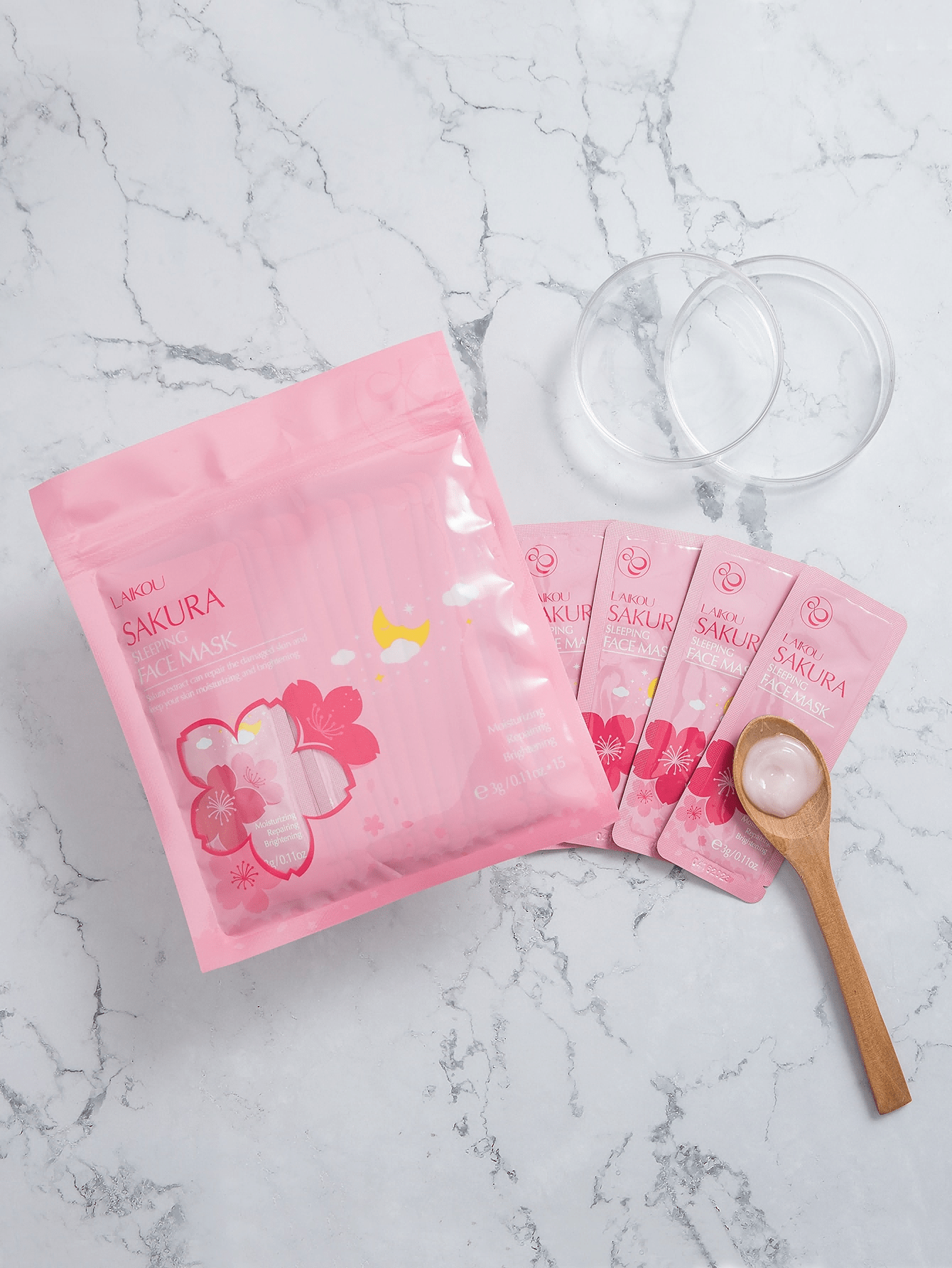 LAIKOU Sakura Sleep Face Mask (Pack Of 15 Sachets) 3g/Sachet