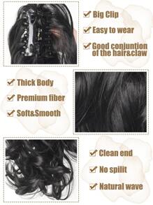 Elegant Claw Clip Ponytail - Short Curly Wavy Look, Synthetic Hair Extensions For Daily Chic, Easy-To Attach Hair Accessory For AlI Occasions - Black - View 4