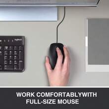 Logitech B100 有線滑鼠，適用於電腦和筆記型電腦，可左右手使用，黑色 - 黑色 - 查看 2