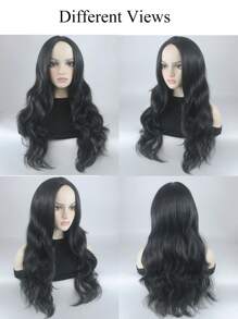 26 Inch Long Back Wavy Wig For Women Middle Part Curly Wavy Wig Natural Looking Synthetic Heat Resistant Fiber Wig For Daily Party Use