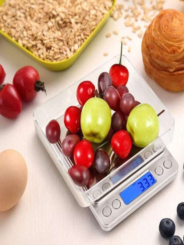 Gramera Báscula electrónica de bolsillo para joyería de cocina, báscula electrónica portátil, báscula electrónica con retroiluminación azul, 3Kg