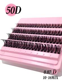Mi giả Miss Wink 50D Fluffy Curled Natural Synthetic, dài 8-16mm, độ cong hỗn hợp 0.07mm C/D, 4/7/10 hàng, 80/140/200 sợi, hiệu ứng 3D mềm mại, phù hợp cho trang điểm nhẹ/nặng, sử dụng hàng ngày và các sự kiện. - màu đen - Xem 11