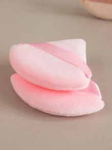 10pcs Triangle Pink Velvet Powder Puff Pizza Powder Mini Face Makeup Sponge Cosmetic Washable Lightweight Makeup Tools Suitable For All Skin Types, Makeup Beginners, Ideal For Wet And Dry Loose Powder Application