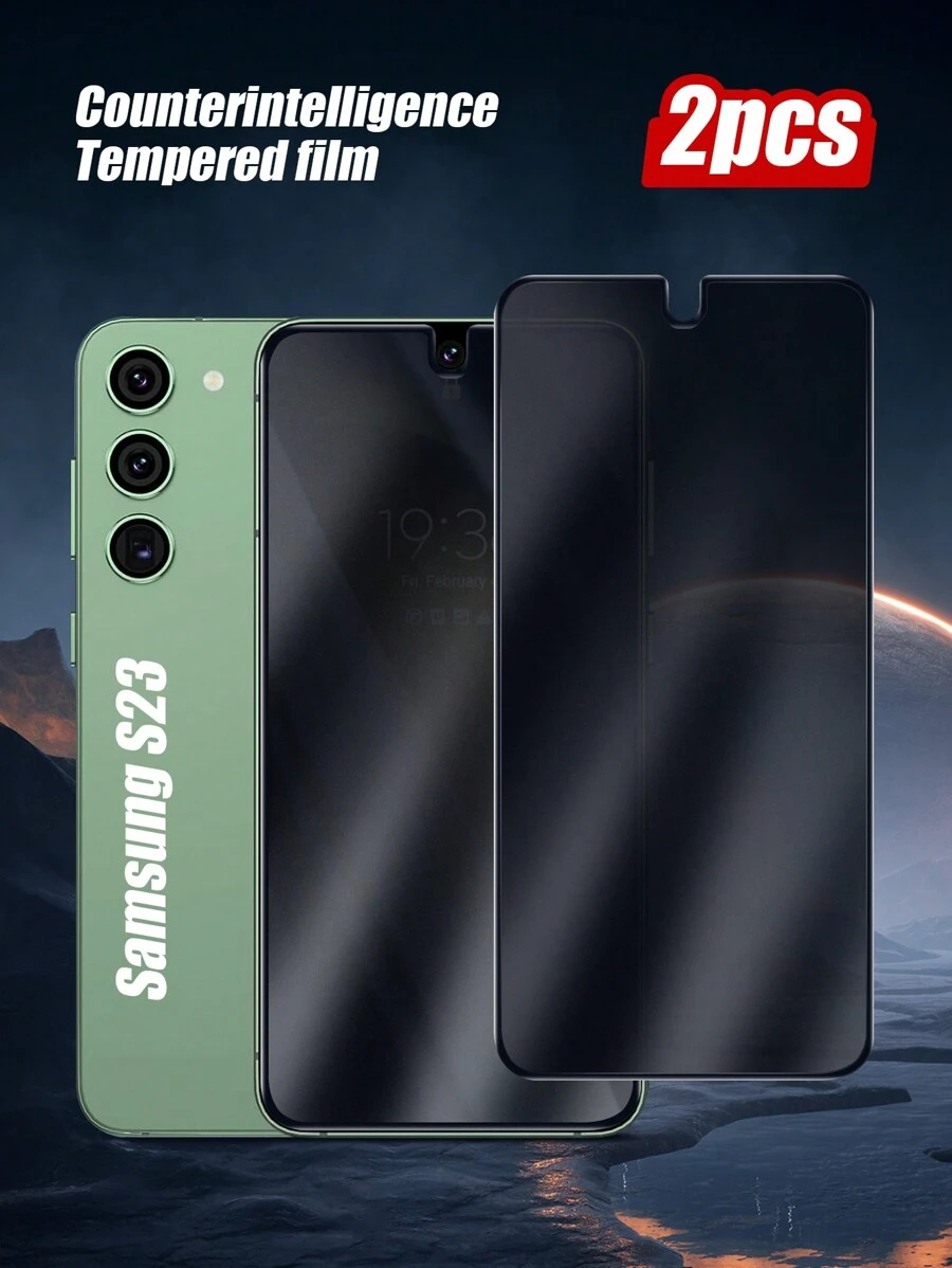 2pcs AntiSpy Tempered Glass Screen Protector With Silkscreen Black