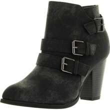 Womens Fashion Chunky Heel Buckled Strap Ankle Booties - 黑色 - 查看 1