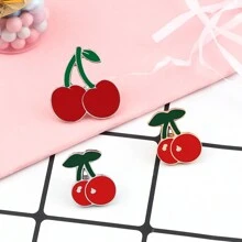 1 cái Trâm cài áo hình quả anh đào màu đỏ hoạt hình tùy chỉnh ghim tráng men áo sơ mi denim áo khoác ba lô ghim ve áo huy hiệu áo khoác quà tặng trang sức thời trang - Đỏ - Xem 2