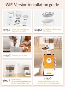 ROJECO ROJECO Automatic Cat Food Dispenser, 2 Liter Automatic Cat Feeder, Timer Feeder Program 1-6 Meal Control, Automatic Cat Feeder With Stainless Steel Bowl And Dual Power Supply, Automatic Feeder For Dogs And Cats, Adapter Not Included, Push Button Version WIFI Version Black