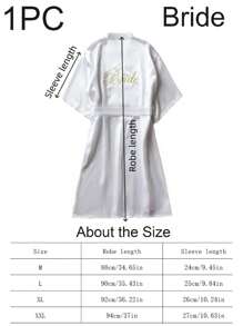 1 件套睡衣女士春夏季婚礼伴娘睡衣新娘礼服闺蜜派对刺绣浴袍新娘浴袍婚礼派对婚礼用品户外婚礼节日派对用品家居浴室装饰返校 - 白色 - 查看 2